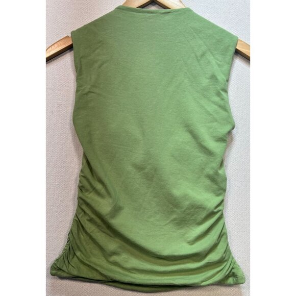 Abercrombie & Fitch Women's Side Ruched Luxe Open Neck Top Sleeveless Sz M Green - Picture 2 of 12
